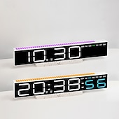 お買い得  スマートデコレーションライト-デジタル目覚まし時計、寝室用デジタル時計、10色に変化するナイトライト、DST、明るさ調節可能、ベッドサイド用ダイナミック音楽同期、ゲーミングPC &amp;テレビのバックライトストリップの装飾