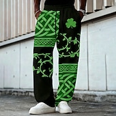 levne Spodní prádlo na den svatého Patrika-Tepláky s motivem shamrocku a keltského kříže na Den svatého Patrika pro muže casual kalhoty střední pas módní casual prázdninové elastický stahovací pas rovné nohavice s kapsami jaro podzim 3D