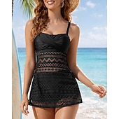 abordables Surf Tankinis &amp; Bikinis-Femmes Maillot de bain Tankini 2 Pièces Couleur Unie Boyleg Séchage Rapide Élastique Sans manches Maillot de Bain Maillot de bain Surf Plage Natation Été
