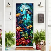 cheap Garage &amp; Door Banners-Underwater World Aquarium Door Banner Colorful Ocean Fish Coral Reef Wall Hanging Decoration Home Porch Decor