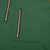 baratos Suéteres básicos-Homens Camisolas e Capuz Manga Longa Colarinho Chinês Meio Zíper Outono Inverno Primavera &amp; Outono Bloco de cor Vintage Diário Casual Bolsos Bloco de cor Ao ar livre Casual Roupa Esportiva Preto