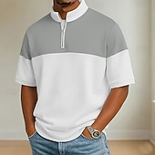  Per uomo Polo Casuale Ferie Colletto Mao Manica Corta Essenziale Moderno Plaid Blocco di colori Blocco di colore Bottoni Blu Nero Giallo Blu marino Grigio Polo