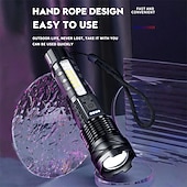 baratos lanternas táticas-Lanterna LED recarregável de alto lúmen, lanterna tática de 1500mAh com luz lateral COB, à prova d'água IPX6, 7 modos, zoom, ideal para camping, emergências e trilhas.