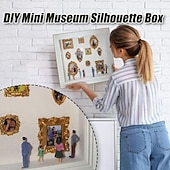 billiga Fotoramar-gör-det-själv mini-museumssilhuettlåda, skugglådaramsats med guldfärgat miniatyrmuseum &amp;figurer, fira dina unika minnen med stil, för årsdagar, bröllop, födelsedagar &amp;heminredning