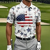  4 iulie 2026, a 250-a aniversare Bărbați Steagul american Golf Tricouri polo sport Manșon scurt Tricouri de polo Cămăși cu guler Casual Îmbrăcăminte Atletică Ținuta de festival Nasturi Primavara vara