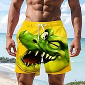  Per uomo Cartoni animati Coccodrillo Ammiccamento Costumi da bagno Pantaloncini da mare Pantaloncini da Surf Misura del girovita medio Hawaiano Divertente Vacanza al Mare Tasche Laterali fodera in