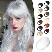 halpa Otsahiukset-klipsiomainen otsatukka, luonnollinen feikkiotsatukka, mustanruskea ranskalainen otsatukka, otsatukka ohimoilla, naisten hiuslisäkkeet klipsiomainen otsatukka, hiustenpidennykset, kaareva otsatukka