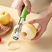 economico Utensili frutta e verdura-Strumento 2 in 1 per togliere il torsolo e pelare le mele, levatorsoli per peperoni rossi in acciaio inossidabile, levatorsoli multiuso per la cucina di casa, utensili da cucina per frutta e verdura