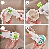 preiswerte Reinigungsmittel-2er-Pack Becherdeckel-Reinigungsbürste 4-in-1, multifunktionales Reinigungswerkzeug für Isolierflaschen, tragbarer Deckelreiniger für Gläser, Wasserkocher, Schnuller, Deckelspalte und die Reinigung in der Küche.