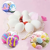 cheap Easter Eggs-25-Piece White Easter Egg Painting Kit Blank Eggs for Coloring, Includes Strings, Tools, Gem Stickers, Hanging Rope, Perfect for Adult Easter Crafts Parties, Handmade Activities, and Decorations