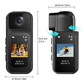 economico Action Camera-Mini telecamera da corpo Wi-Fi da 2,7K, telecamera POV con obiettivo rotante a 180°, mini telecamera sportiva con visualizzazione dello schermo HD da 1,47" per la registrazione quotidiana di riprese