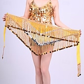 cheap Tops &amp; Sets-Samba Dancewear Silver Sequin Tassel Top &amp; Iridescent Skirt Belly Dance Setl Performance Costume