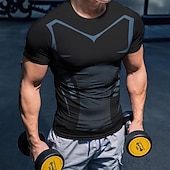 ieftine tricouri de bază-Bărbați Tricou Tee Top Mânecă scurtă Stil Nautic Vară Primăvară Toate Sezoanele Geometric Simplu Modă Sportiv De Bază Uscare rapidă Sporturi &amp; Exterior Fitness Îmbrăcăminte de Sport  Albastru piscin