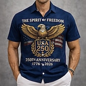  Ανδρικά 4η Ιουλίου 250ή επέτειος των ΗΠΑ Αετός Εμείς οι άνθρωποι Πουκάμισο Πουκάμισο με κουμπιά Κοντομάνικο Πατριωτικό ΕΞΩΤΕΡΙΚΟΥ ΧΩΡΟΥ Αργίες Καλοκαίρι Άνοιξη Απορρίπτω 3D εκτύπωση γιακά πουκάμισα