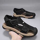 ieftine sandale de exterior-Sandale bărbătești kaki pentru exterior, protecție cu vârful închis, sistem de ajustare, stil ușor și confortabil pentru drumeții, camping și purtare zilnică