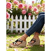 Χαμηλού Κόστους Γυναίκες-Γυναικεία δίχρωμα σανδάλια πλατφόρμας με μεταλλική διακόσμηση σε σχήμα καρδιάς, κατάλληλα για περπάτημα, ψώνια, ταξίδια, εκδηλώσεις στον κήπο και ολοήμερη χρήση.