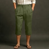 tanie Klasyczny-Męskie Lniane spodnie Spodnie capri Letnie spodnie Kieszeń Elastyczny pas Równina Komfort Oddychający Długość do łydki Codzienny Na zewnątrz Plaża Moda Styl klasyczny Niebieski Ciemny khaki Średnio