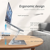 preiswerte Laptop Ständer-Laptop-Dockingstation aus Aluminium, verstellbarer Computerständer mit 360°-Drehfuß, ergonomischer, faltbarer Laptop-Erhöhung mit 5-in-1-Hub (3 USB 3.0) für 13-17 Zoll Laptops/Tablets