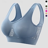 Недорогие Спортивные бюстгальтеры-Жен. Легкая поддержка Спортивные бюстгальтеры Бег Бюстгальтер Открытая спина Верх Нет Спорт в свободное время Бег Фитнес Легкость Мягкий Дышащий Травянисто-зелёный Фиолетовый Черный Однотонный