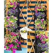 abordables sacs de culture de plantes-Ensemble de 2 sacs de culture suspendus verticaux à 7 poches, pour plantes, à fixer au mur à l'intérieur ou à l'extérieur. Style classique et léger, idéal pour un balcon, un jardin ou une décoration