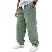 voordelige casual broek-Voor heren Broek Corduroybroek Wijde broek Vrijetijdsbroek Trekkoord Elastische taille Effen Comfort Ademend Volledige lengte Casual Dagelijks Buiten Modieus Streetwear blauw Zwart Micro-elastisch