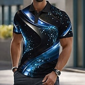 رخيصةأون بولو هندسي للرجال-رجالي هندسي قمصان البولو كم قصير قمصان البولو قميص بياقة كاجوال ملابس الرياضة Buttons الصيف الربيع أزرق أرجواني أخضر