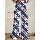billige Bunner-250-årsjubileum i USA Retro / vintage 1970erne Bukser Bukser med brede ben Hippie Disk Høy Midje Kostyme Dame Maskerade 4. juli Uavhengighetsdagen Voksne Bukser