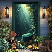 cheap Garage &amp; Door Banners-St. Patrick's Day Posters Door Cover Outdoor Banners Green Hat Cute 3D Fantasy Party Dorm Teens Room College Dorm Guys Man Cave Frat Bedroom Shooting Backgrounds Home Decor