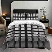 お買い得  羽毛布団カバーセット-3D幾何学模様プリントの羽毛布団カバーセット、3点セット、ホテルスタイルの寝具セット、クイーンサイズ、羽毛布団カバー1枚と枕カバー2枚、柔らかいショートベルベット生地、掛け布団は含まれません