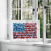  Stampa della bandiera americana rustica floreale - Arte murale patriottica ad acquerello decorazione da fattoria in stile cottagecore pittura botanica festiva