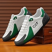 levne Pohodlné šněrovací boty-Pánské černo-béžové golfové tenisky, sportovní a pohodlné, ideální na golfová hřiště a aktivní pobyty