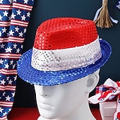  250° anniversario USA Cappello Panama Papillon Cappello a cilindro Zio Sam Innovativo Patriotico Paillettes Adulti Unisex Giorno dell'Indipendenza / 4 Luglio 4 Luglio Feste Parata Vestirsi