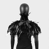 olcso kiegészítők-Karnevál 2026 Riói Karnevál Szamba Kiegészítők Nők Fekete Toll Köpeny Sál Magas Gallérral Brazíliai Fesztivál Előadói Jelmez