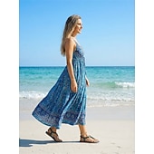 economico Donne-sandali infradito bohémien color verde acqua da donna - eleganti sandali bassi con cinturini intrecciati e dettagli gioiello, comode scarpe estive da spiaggia per vacanze tropicali &amp;fughe sull'isola