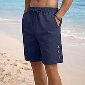 ieftine Vacanţă-Bărbați Pantaloni Scurți Pantaloni scurți din in Pantaloni scurți de vară Pantaloni scurți de plajă Cordon Talie elastică Simplu Confort Respirabil Lungimea genunchiului Zilnic În aer liber Concediu