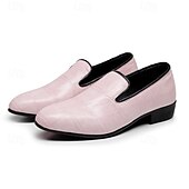 abordables Mocasines-Mocasines de vestir para hombre en rosa claro con relieve de cocodrilo, diseño minimalista sin cordones, estilo elegante y refinado, ideales para bodas y ocasiones formales.
