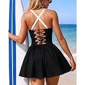 preiswerte One Pieces Rash Guards-Damen Badeanzug Badeanzug Bademode Schwimm-Kleider Einfarbig UV Schutz Elastisch Ärmellos Bademode Badeanzug Surfen Tauchen Schwimmen Sommer