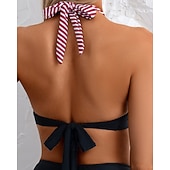 economico Surfing Tankinis &amp; Bikinis-Per donna Top bikini con scollo all'americana Costume da bagno 2 pezzi A righe Gamba corta Asciugatura Rapida Elastico Senza Maniche Costume da Bagno Costume da bagno Surf Spiaggia Nuoto Estate