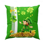 cheap Throw Pillows &amp; Covers-St. Patrick's Day Shamrock Gold Coin Throw Pillow Cover 18x18 Inch, Green Black Casual Decorative Cushion Case