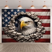 cheap 250th Anniversary-U.S. 250th Anniversary Wall Tapestry Backdrop 3D Optical Illusion Bald Eagle's Head Breaking Through American Flag Patriotic  Decor for Semiquincentennial Celebrations