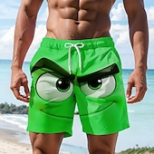 economico Retro Vintage &amp; Etica-Per uomo Illusione ottica Fantasia "Cartone 3D" Faccia Sorridente Costumi da bagno Pantaloncini da mare Pantaloncini da Surf Misura del girovita medio Hawaiano Divertente Vacanza al Mare Tasche