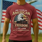 billige Herrekolleksjon-Patriotisk T-skjorte Grafisk T-skjorte Ørn Amerikansk flagg Retro / vintage Patriotisk T-skjorte 1776–2026 til Herre Voksne 3D-utskrift for Uavhengighetsdag 4. juli