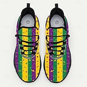 levne Pánské boty-Pánské barevné sváteční tenisky – pruhy a zábavné vzory na Mardi Gras, ideální na karneval, Mardi Gras a pouliční slavnosti