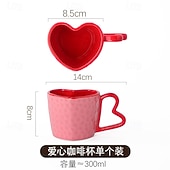 voordelige Mokken &amp; Bekers-Hartvormige koffiemok van 295 ml – schattige keramische mok met hartje als accent, perfect voor Valentijnsdag, bruiloften, jubilea, romantische cadeaus, koffie, thee, warme chocolademelk, en als