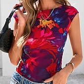 economico Maglie lunghe-Per donna Canotta Blusa Stampato Floreale Grafico Elegante Bello Senza Maniche Top Regolari Quotidiano Ferie Uscire Blu Blu marino Fucsia Arancione Rosa Estate Primavera