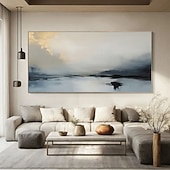 economico Quadri astratti-paesaggio astratto arte murale astratta grande dipinto astratto nero e grigio trama dorata arte astratta arredamento per la casa pittura regalo di inaugurazione della casa