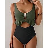 abordables Surfing Tankinis &amp; Bikinis-Mujer Traje de baño 2 Piezas Trajes de baño Color sólido Secado rápido Alta elasticidad Sin Mangas Bañadores Traje de baño Surf Playa Natación Verano