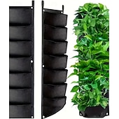abordables sacs de culture de plantes-Ensemble de 2 sacs de culture suspendus verticaux à 7 poches, pour plantes, à fixer au mur à l'intérieur ou à l'extérieur. Style classique et léger, idéal pour un balcon, un jardin ou une décoration