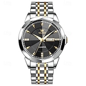 billige Kvartsklokker-Ny Olevs herreklokke for forretningsbruk, kvarts, med lysende kalender og ukevisning, diamantbesatt, uformell og moteriktig vannavstøtende sportsklokke for menn