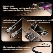 お買い得  充電ケーブル-240W 4-in-1フラッシュライト点火マルチ機能データケーブル2パックApple 17 Proファーウェイシャオミ3.94フィート対応